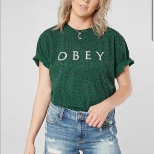 OBEY Green Cheetah Logo Tee